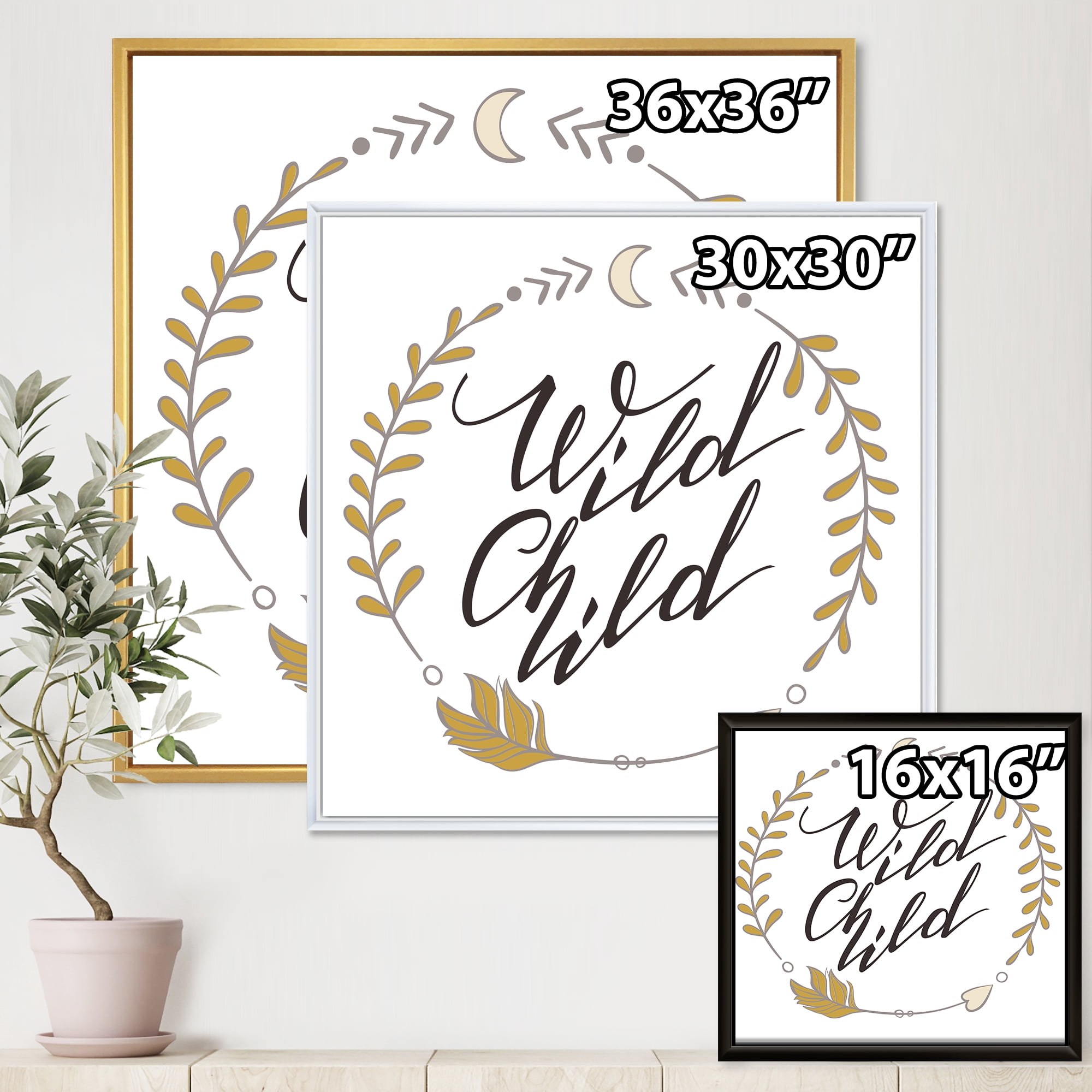 Designart 'Wild Child Under Arrows Circled' Traditional Framed Canvas Wall Art Print