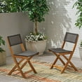 thumbnail image 6 of Yesurprise 2Pcs Outdoor Foldable Dining Chairs, Portable Modern Wicker Seats with Wood Frame, Patio Armless Bistro Chair, Outdoor Furniture for Yard Porch, 6 of 8