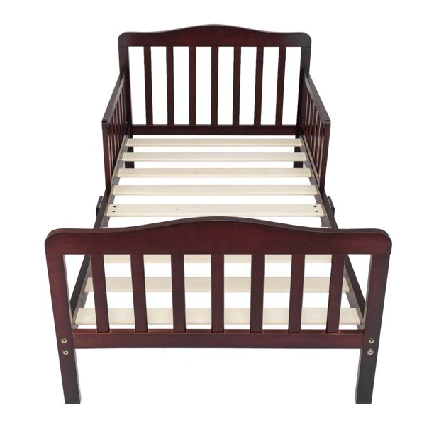 Wooden Toddler Bed for Boys Girls, Baby Bed Frame with Safe Bed Rails