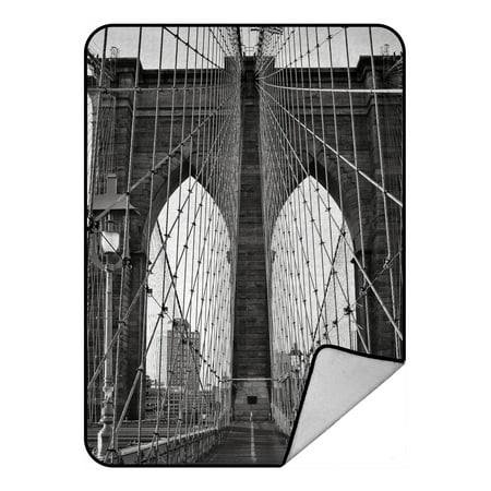 - YKCG Brooklyn Bridge, New York Black and White Blanket Crystal Velvet Front and Lambswool Sherpa Fleece Back Throw Blanket 58x80inches