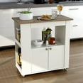 thumbnail image 2 of Aston 33.5" Kitchen Wood Storage Serving Cart - Brown Oak, White, 2 of 7