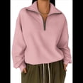 thumbnail image 2 of Sudaderas de Gran Tamaño para Mujer, Suéteres de Otoño, Sudaderas con Capucha de Moda, Suéter con Media Cremallera, Ropa de Larga. Rosa M, 2 of 5