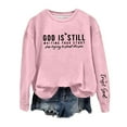 thumbnail image 2 of Qulqfy Pink Shirts for Women Long Sleeve God is Still Writing Your Story No Hood Pullover Shirts Women Graphic Tops S, 2 of 3