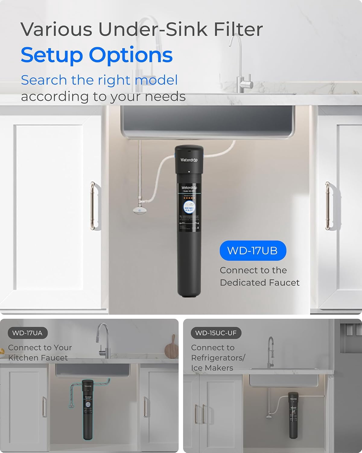 Waterdrop 17UB 3 Years Under Sink Water Filter, Under Sink Water Filtration System, NSF/ANSI 42 Certified, Reduces PFAS, PFOA/PFOS, Lead