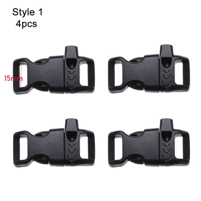 2/4/8pcs Plastic 550 Paracords Curved Emergency Tool Outdoor Bracelet Strap  Side Release Buckle Survival Whistle Buckles Paracord Accessories 4PCS  STYLE 1 