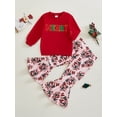 thumbnail image 3 of Kid Toddler Girls Pants Clothing Set, 6 12 18 24 Months 2T 3T 4T 5T Tree Print Long Sleeve Sweatshirt with Flare Pants Christmas Outfit, 3 of 9