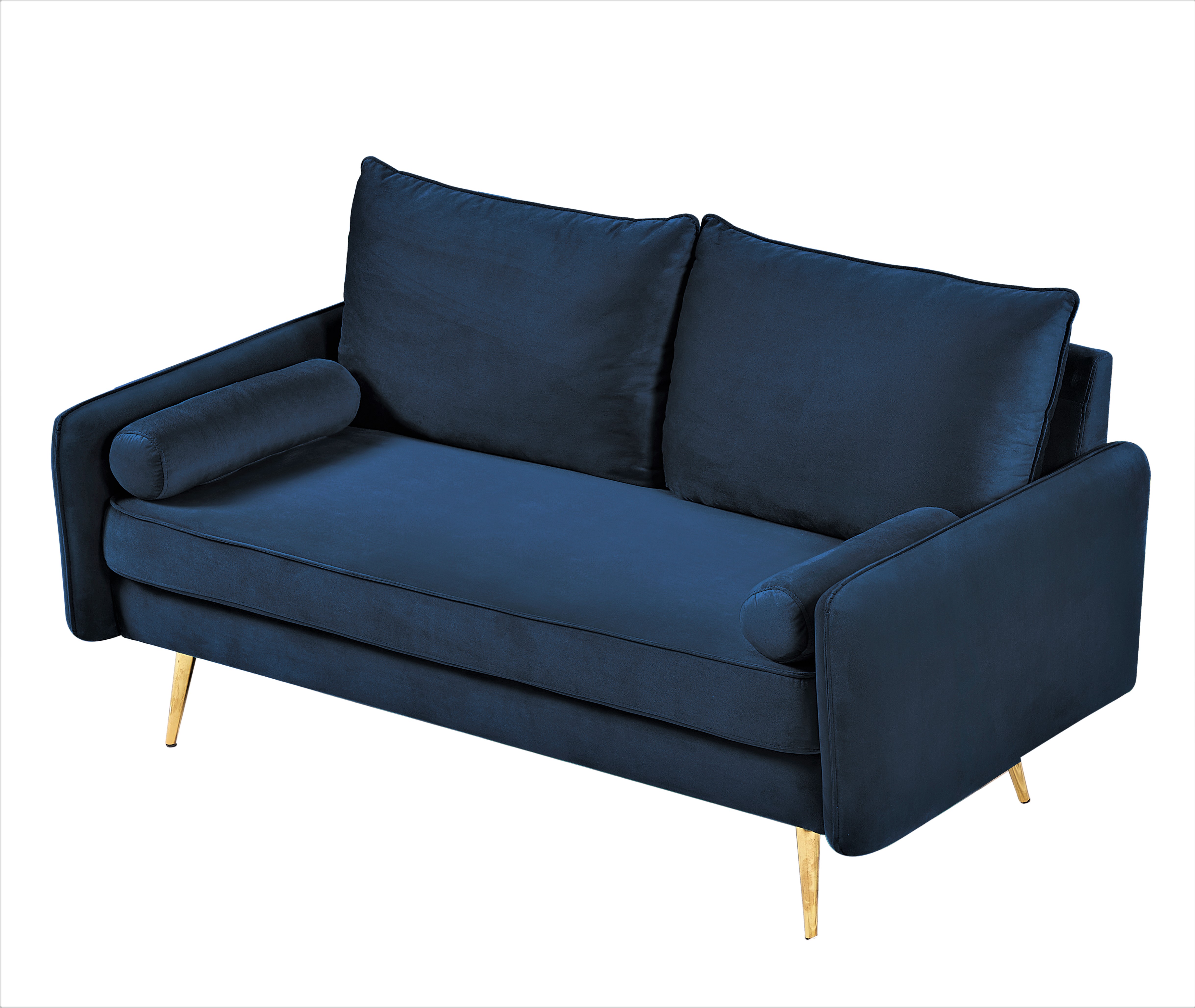 US Pride Furniture Villeda 58''W Polyester Square Arms Loveseat Dark Blue