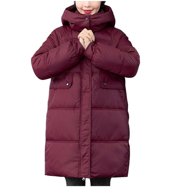 Chaqueta de invierno de algodón para mujer, con capucha, manga larga, informal, con bolsillos laterales y capucha.