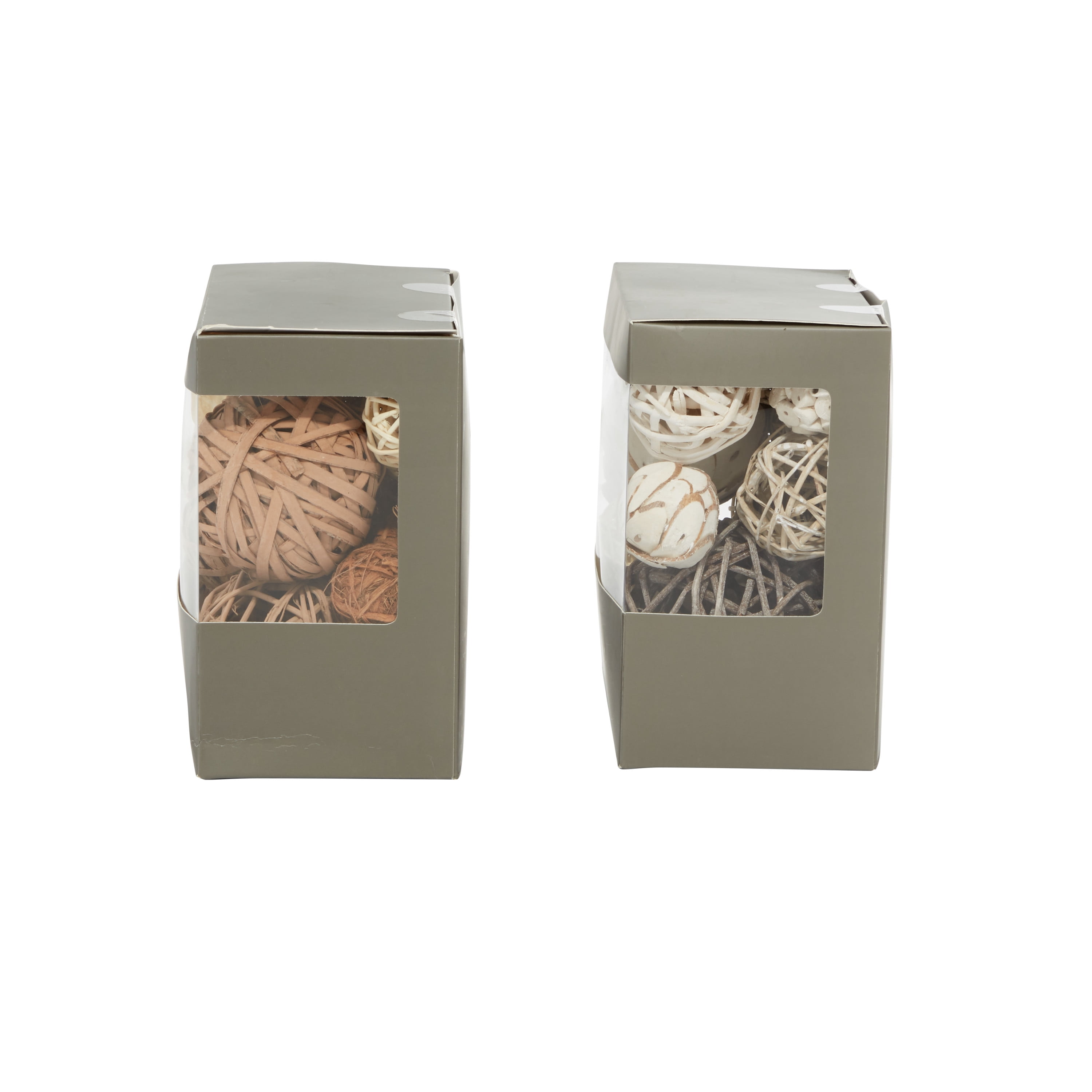 DecMode Brown 7" Handmade Wood Orbs & Vase Filler with Varying Designs (2 Count)