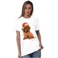 thumbnail image 5 of Christmas Brown Puppy Santa Hat Women's Graphic T Shirt Tees Brisco Brands S, 5 of 5