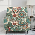 thumbnail image 2 of FKELYI Green Bohemian Flower Print Recliner Slipcover Stretchy Reclining Chair Cover with Pocket Sofa Couch Covers 4 Pack Furniture Protective Elastic Covers, 2 of 7
