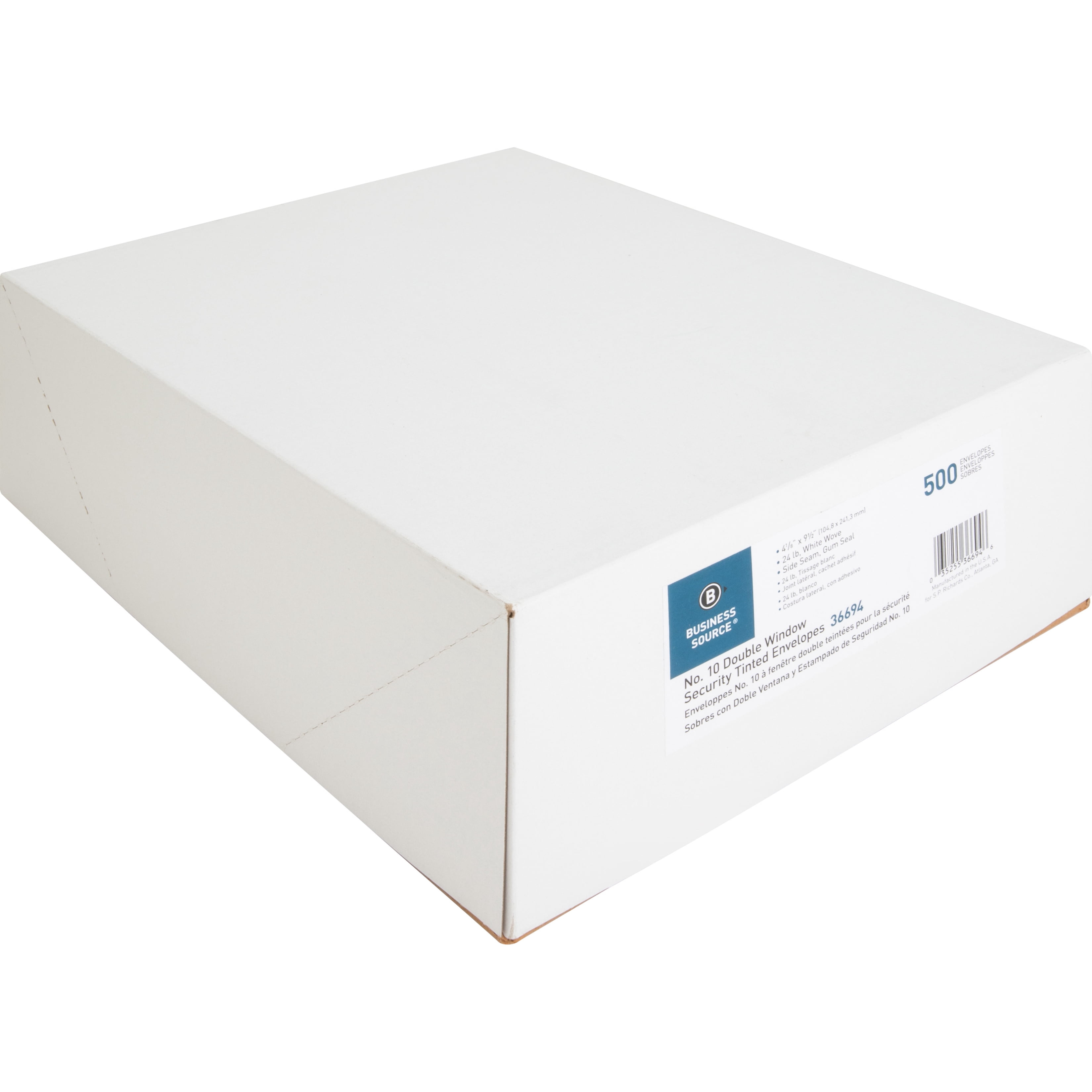 Business Source Double Window Envelope No. 10 4-1/8"x9-1/2" 500/BX White 36694