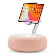 Viozon iPad Stand Pillow, 360 Adjustable Phone Holder, Soft Plush Fabric, and Detachable Bowl, Pink