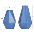 thumbnail image 3 of CosmoLiving by Cosmopolitan 12", 10"H Geometric Blue Metal Vase, Set of 2, 3 of 9