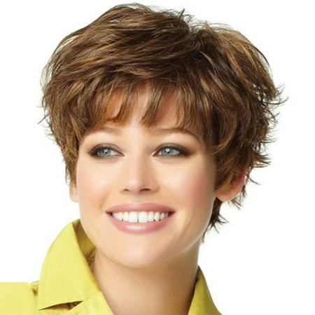 Fashion Women Short Curly Full Wig Neat Bang Bluffy Natural Hairstyle (Best Short Curly Hairstyles 2019)