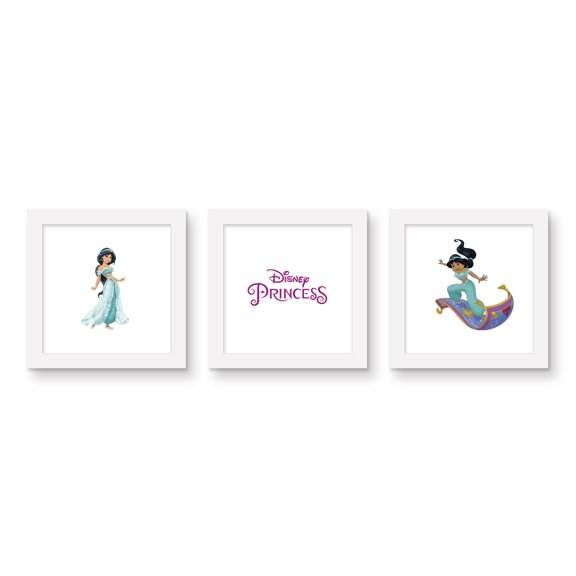 Gallery Pops Disney Princess - Jasmine Wall Art Bundle (3-Pack), White Framed Version, 12" x 12"