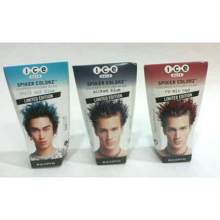 Joico 3 Pack Ice Spiker Colorz Hair Gel Styling Glue-Chill Out Blue, Wicked Blue, Re-Mix (Best Way To Get Hair Glue Out Of Your Hair)