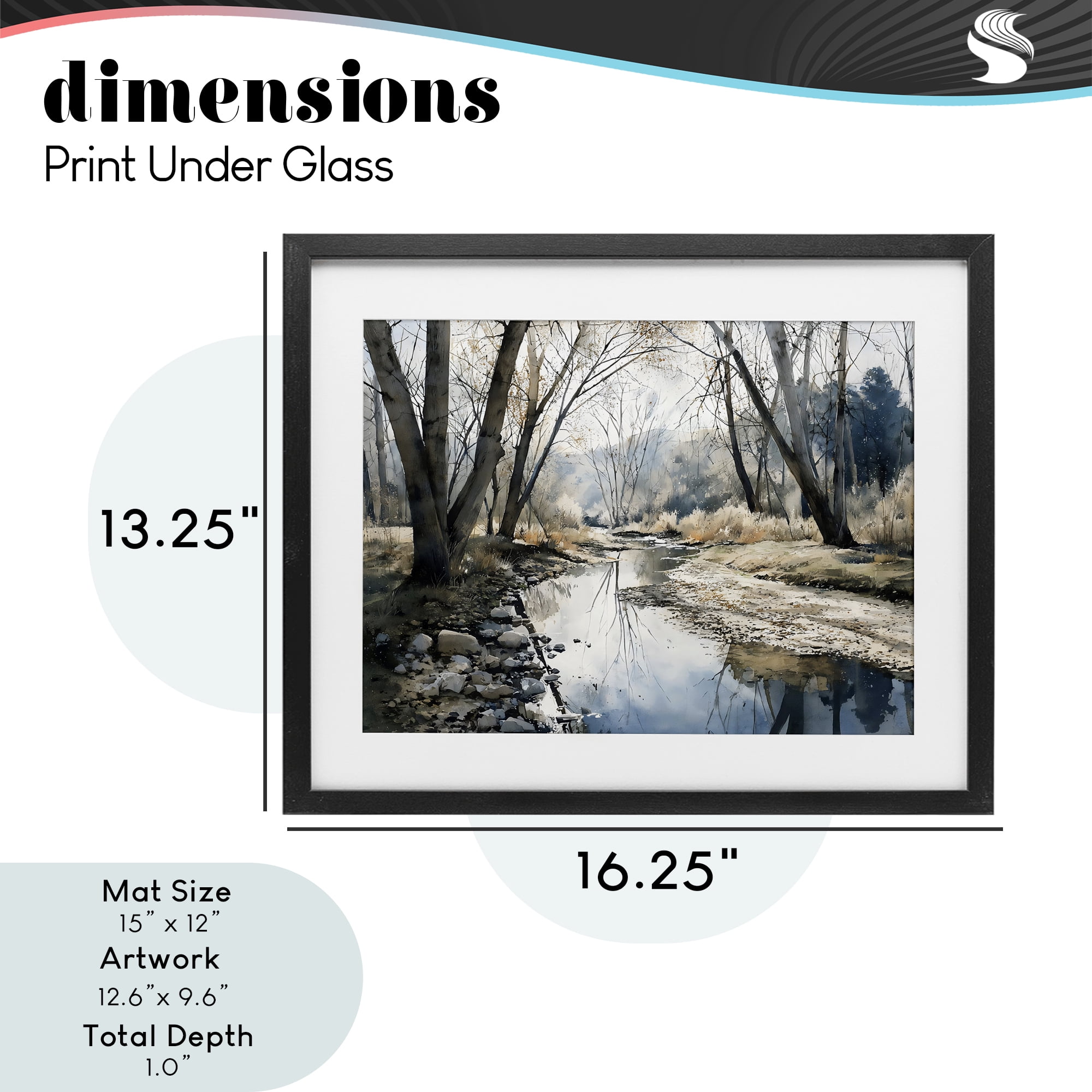 Stupell Industries Serene Reflections at Autumn Creek Black Framed Print Under Glass, design by Franklyn Gregory
