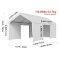 thumbnail image 6 of VEVOR Carport, 10 x 20 FT Outdoor Car Canopy, Potable Carport with Removable Sidewalls & Door, Heavy Duty Car Shelter, UV-Resistant & Water-Resistant, All-Season Protection for Automobile Boat White, 6 of 9