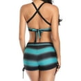 thumbnail image 4 of Traje de baño con estampado de rayas para mujer, elegante Bikini con tiras cruzadas, Tops, pantalones cortos con cordón, traje de baño de dos piezas, verde S, 4 of 7