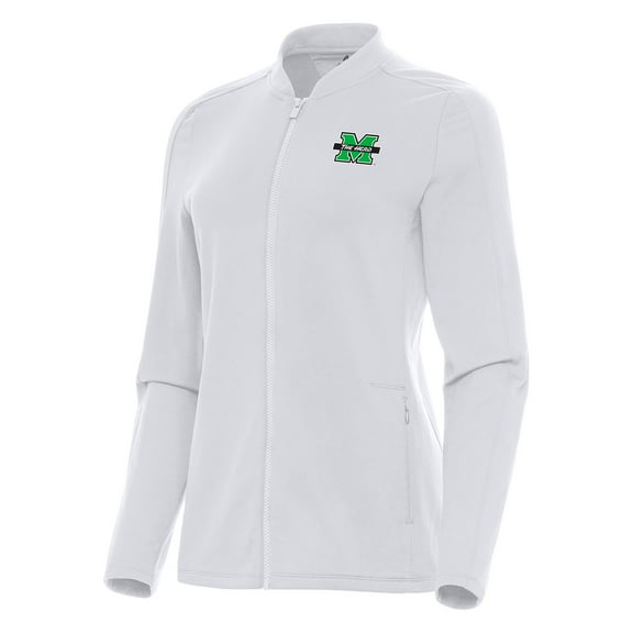 Women's Antigua White Marshall Thundering Herd Continual Full-Zip Jacket