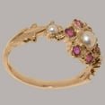 thumbnail image 3 of LBG British Made 9k Rose Gold Cultured Pearl & Ruby Womens Statement Ring - 33 size options - Size 6.75, 3 of 7