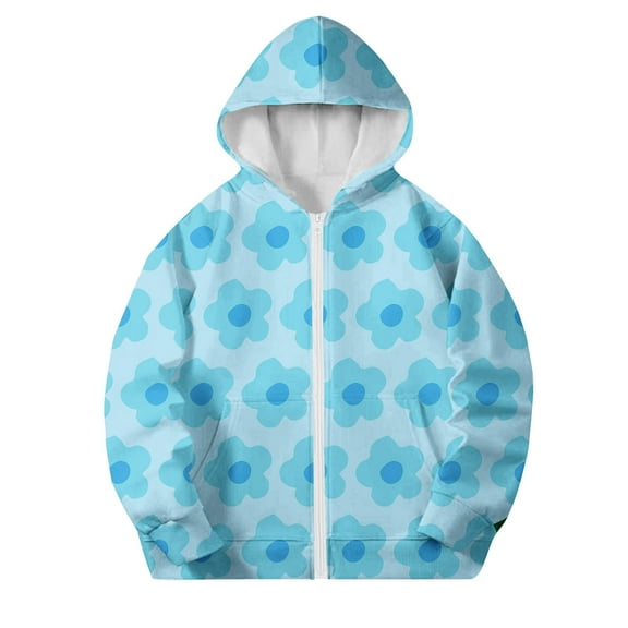 Lopecy-Sta Light Jackets for Kids Fashion Cute Print Long Sleeve Pocket Zipper Hoodies Coat Jacket for 4-12 Years Kids