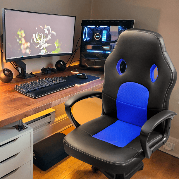 Furmax New Swivel Mid-Back Faux Leather Gaming Chair with Lumbar