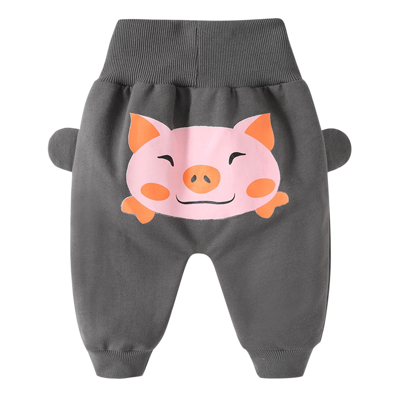 PINQI Baby Activewear Joggers Children Toddler Kids Baby Boys Girls Cute Animals Print High Waisted Pants Trousers Pull On Pants Casual Sport Trousers with Pocket(Dark Gray,18-24 Months)