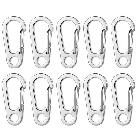 GOOHOCHY  10 Pcs Hanging Keychain Small Carabiner Clips Shaped Silver