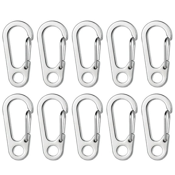 GOOHOCHY  10 Pcs Hanging Keychain Small Carabiner Clips Shaped Silver