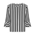 thumbnail image 6 of Ruimatai Women's Casual Oversized Hooded Striped Knit T-Shirt 3/4 Sleeve Comfortable Soft Stretch Round Neck Loose Fit Tops, 6 of 7