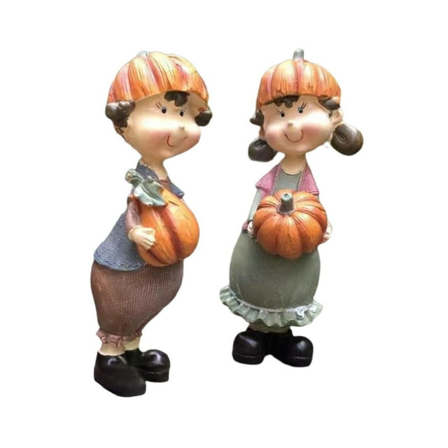 Figuras en miniatura para decoración de jardín Sharpla 2 piezas sosteniendo calabaza