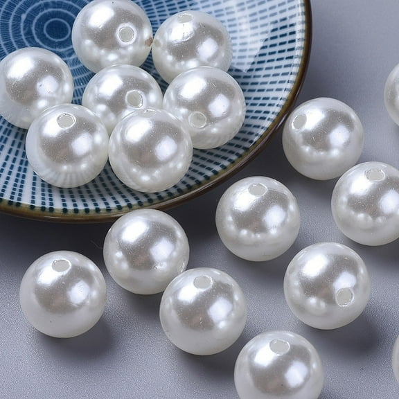 Plastic Imitation Pearl Ball Beads Round White 8mm Hole: 2mm about 1900pcs/pound