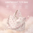 thumbnail image 3 of Gocvo Corduroy Tote Bag, Large Tote Bags for Women, Crossbody Shoulder Handbags for Work Travel（Pink Bow）, 3 of 9