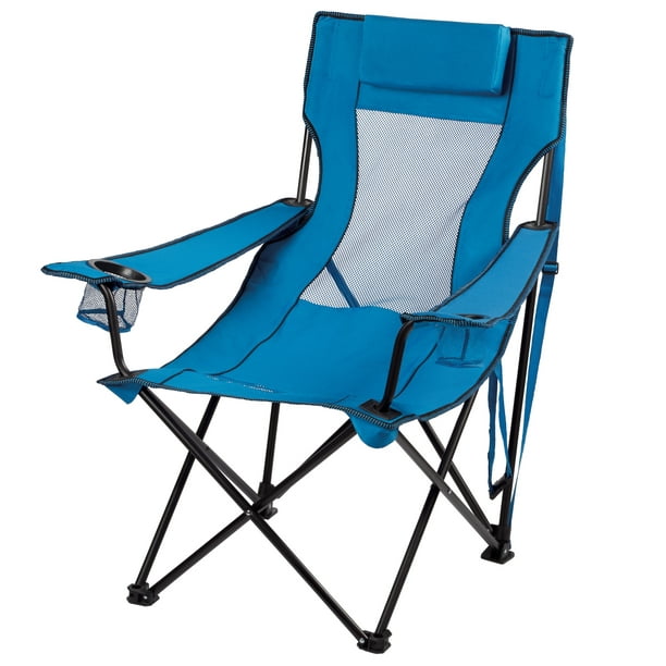 Ozark Trail Folding Lounge Chair with 2 Cup Holders, Blue - Walmart.com