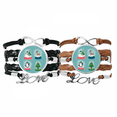 thumbnail image 1 of Merry mas Snowman Tree Bracelet Hand Strap Leather Rope Wristband Double Set, 1 of 3