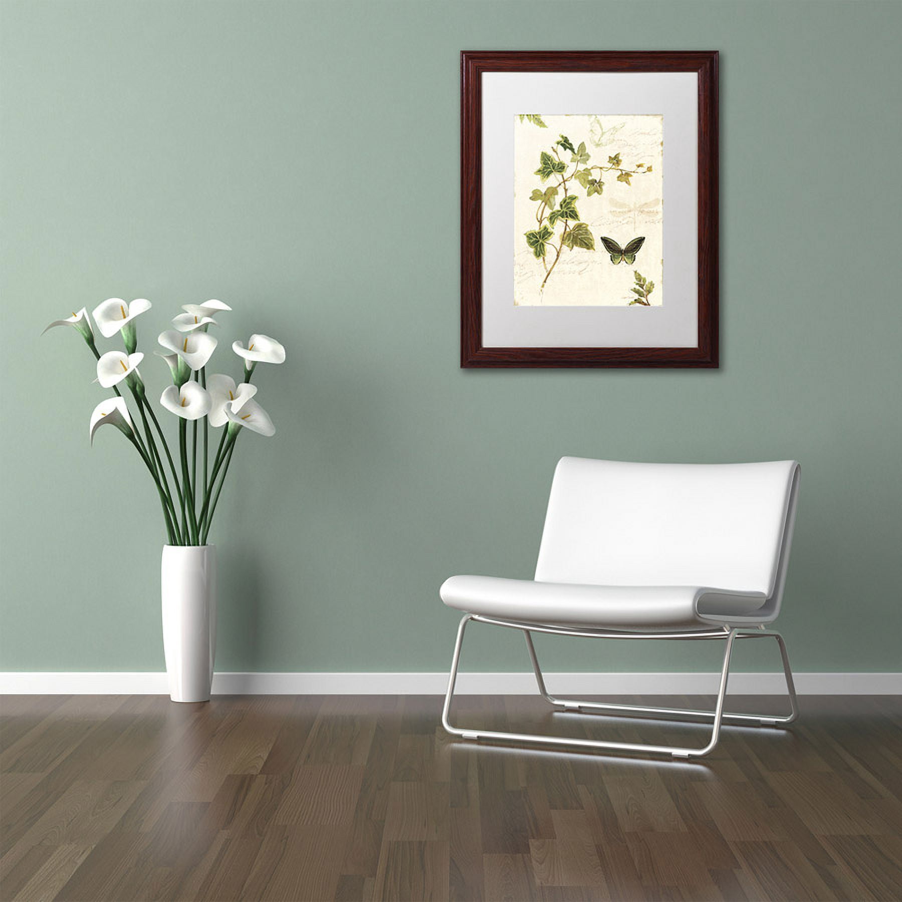 Trademark Fine Art "Ivies and Ferns IV" Canvas Art by Lisa Audit, White Matte, Wood Frame