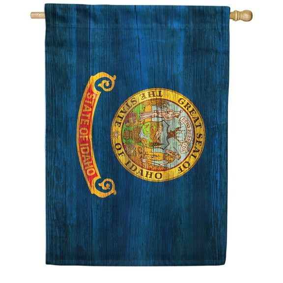America Forever Idaho State Flag 28 x 40 Inch Double Sided Outdoor Yard Decorative USA Vintage Wood State of Idaho House Flag, Made in the USA