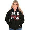 thumbnail image 3 of Jesus Way Truth Life Bible Verse Unisex Fleece Graphic Zip Up Hoodie Brisco Brands 4X, 3 of 5