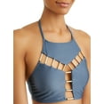 thumbnail image 4 of Time and Tru Women's Slate Rib High Neck Halter Swimsuit Top, 4 of 4