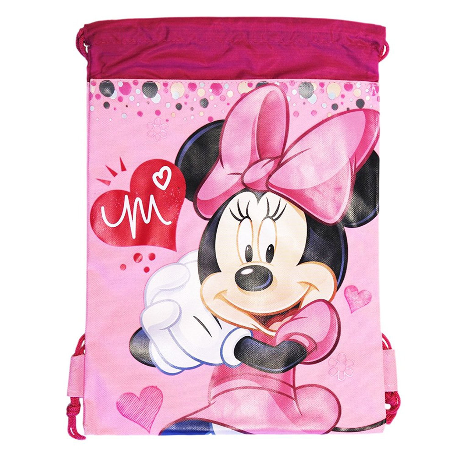 Disney Mickey & Minnie Mouse Drawstring Pouch Lunch Bag Ligthweight 