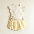 thumbnail image 5 of Cethrio Girls Summer Outfit Sets, Flutter Sleeve Cute 2 Piece Casual Girls Clothing sets Beige Size 6, 5 of 5