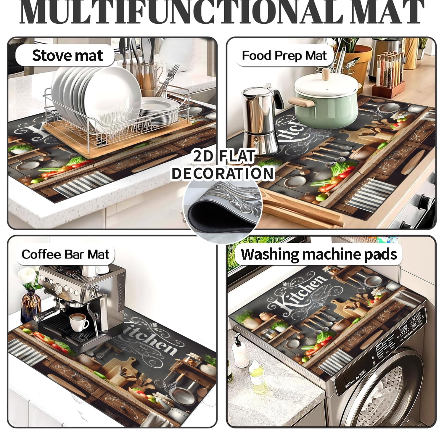 Kitchen Stove Top Cover, Multi-Design Stove Top Cover for Glass/Electric Stoves - 3-in-1 Heat-Resistant Protector Mat, Non-Slip Drying Rack 28"x20" Keep Stove Clean Mat