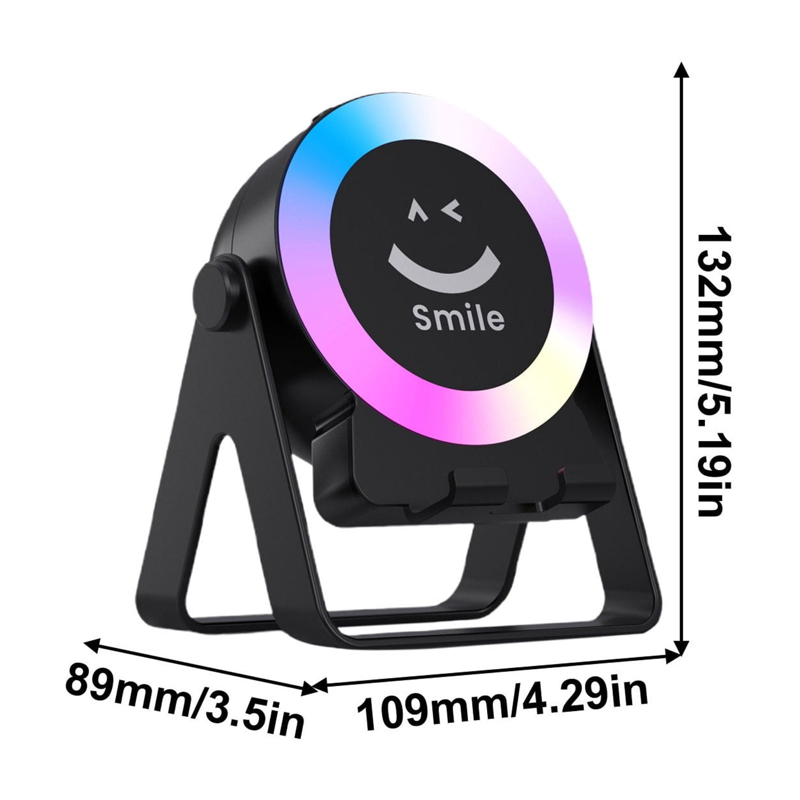 LACKUST Mini Bluetooth Speaker with Phone Stand, Color Changing LED Syncs with Music, Portable Bass Boost Speaker for Desktop/Outdoor - Black