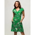 thumbnail image 3 of Floral Cap Sleeve V Neck Pocket Dress, 3 of 5