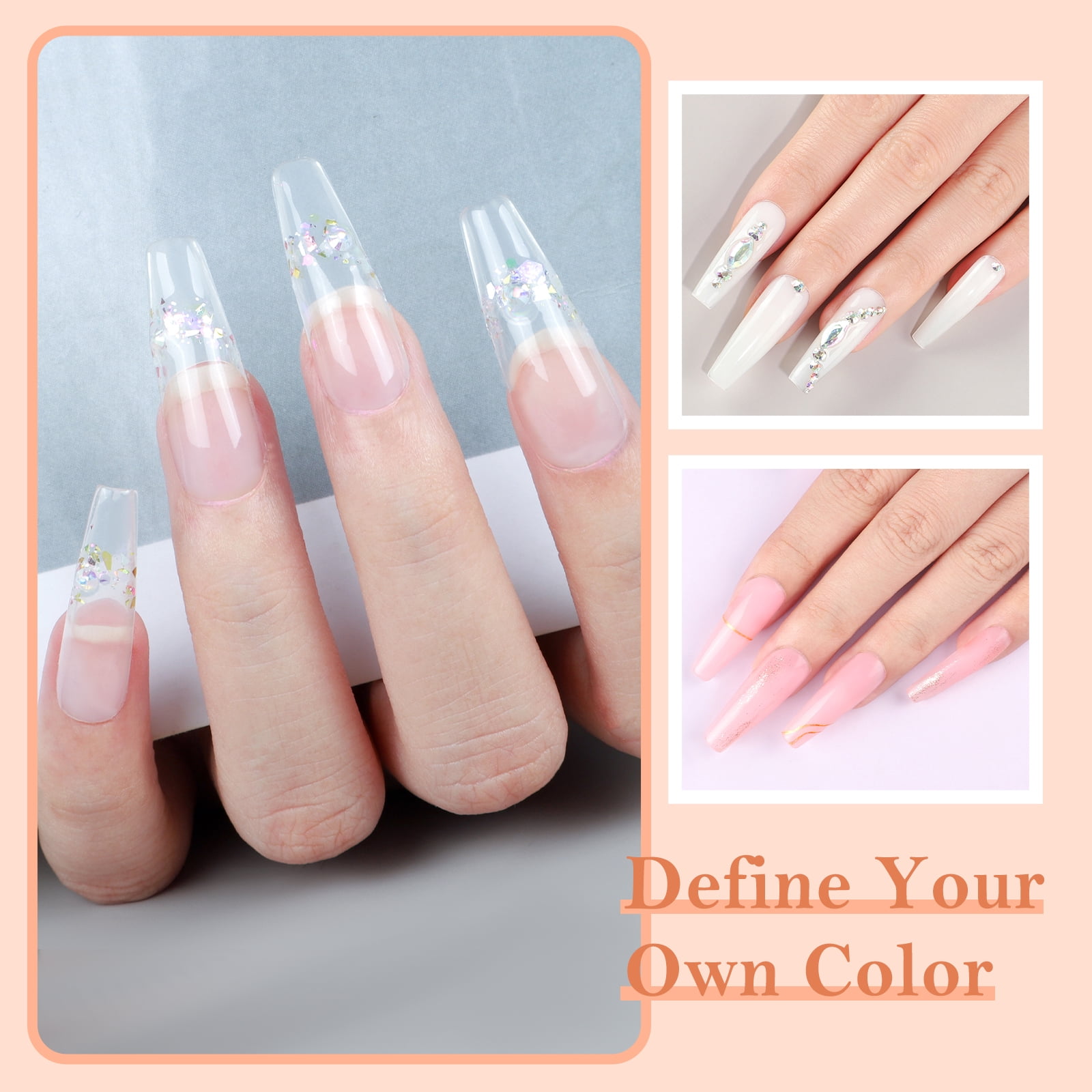 COSCELIA Gel Nail Polish Kit with U V Light Starter Kit and Drill 15PC Gel Nail Polish 3 Colors Poly Extension Gel Kit Top Base Coat Nail Art Rhinestone Gift DIY at Home