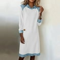 thumbnail image 2 of Fewfanhot Maxi Dresses for Women Flowy V Neck 3/4 Sleeve Mid Length Shift Dress with Pockets Comfy House Loungh Wear, 2 of 8