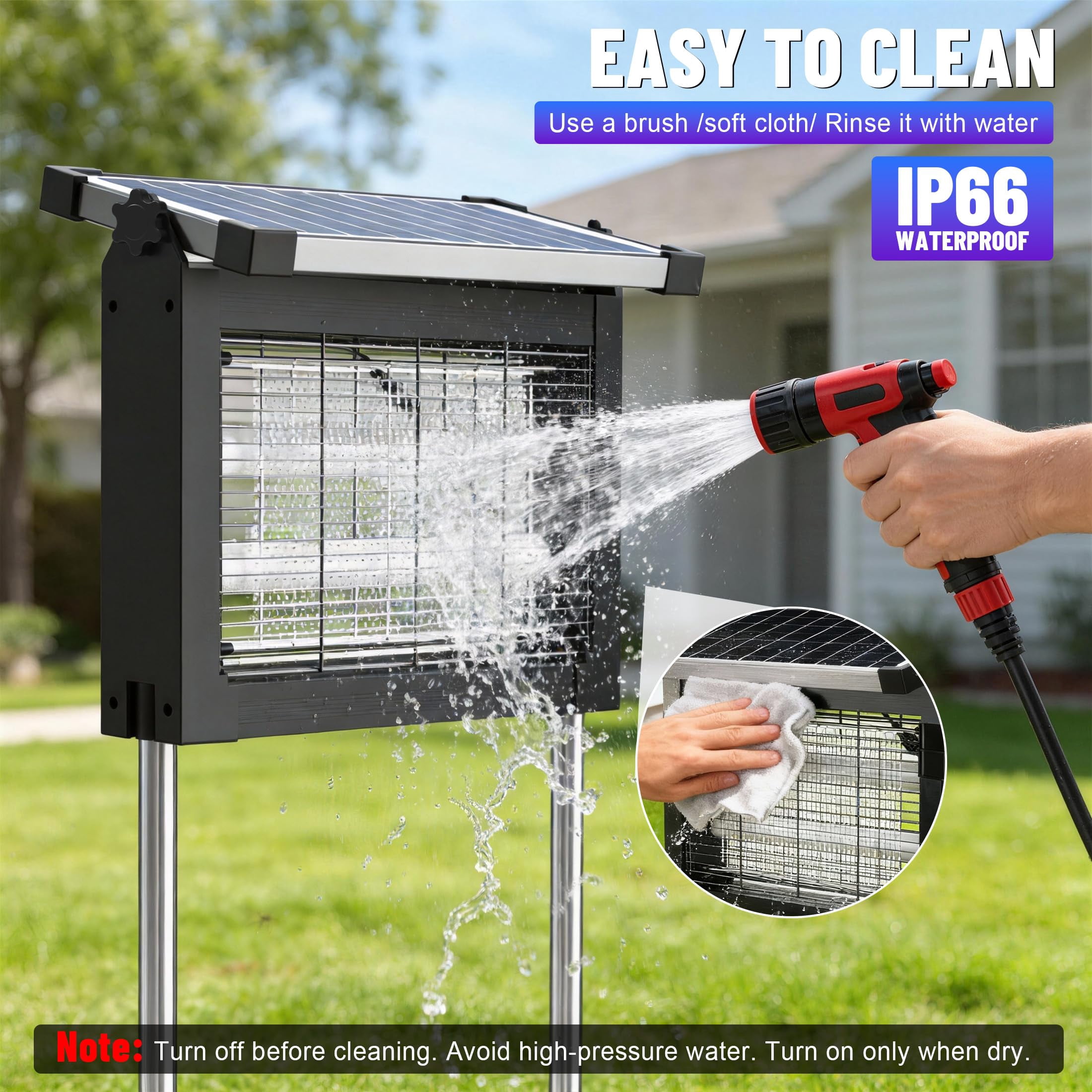 Solar Zapper Outdoor  Rechargeable & 4500v High For Effective Mosquito Multi-insect Waterproof Camping Patio Courtyard Path