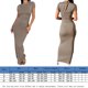 thumbnail image 2 of Vestido Túnica De Verano Vestido de salón informal para mujer, manga corta, estilo sexy, dobladillo acampanado ligero, atuendo diario Ygjytge Marrón L para Mujer, 2 of 7